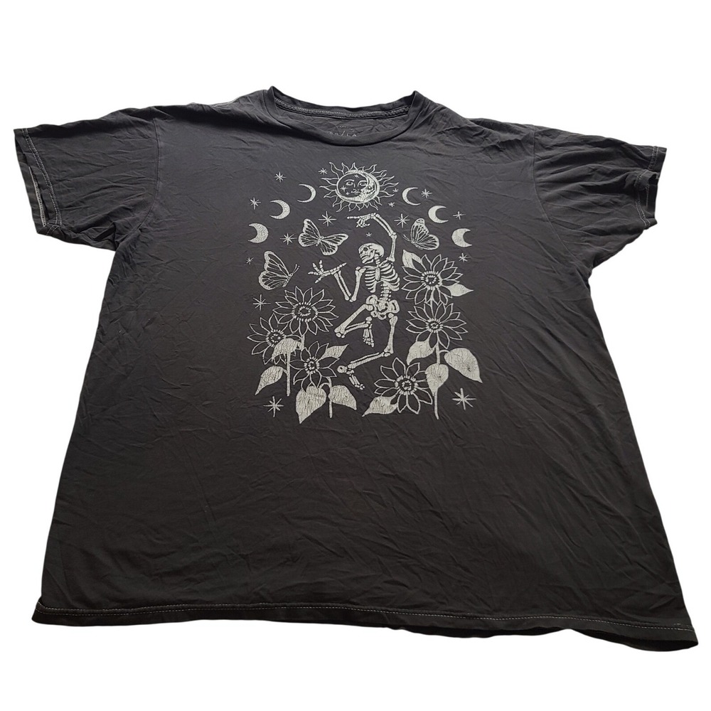 PSLA Los Angeles Skeleton Sunflower Celestial Men's Graphic Tee Faded Black